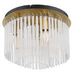 Plafonieră metal auriu mat, negru, tije de sticlă opal, gradient transparent, ø: 320mm, H: 230mm, excl. 5x E14 40W 230V - imagine 4