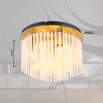Plafonieră metal auriu mat, negru, tije de sticlă opal, gradient transparent, ø: 320mm, H: 230mm, excl. 5x E14 40W 230V - imagine 5