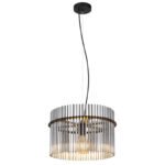 Lampă cu suspensie metal negru mat, tije de sticlă de culoare fumurie, cablu PVC negru, înălțimea poate fi scurtată (lampă cu suspensie), ø: 400mm, I: 1500mm, fără 1x E27 60W 230V