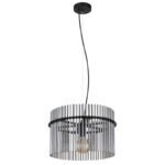 Lampă cu suspensie metal negru mat, tije de sticlă de culoare fumurie, cablu PVC negru, înălțimea poate fi scurtată (lampă cu suspensie), ø: 400mm, I: 1500mm, fără 1x E27 60W 230V - imagine 3