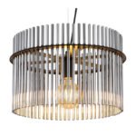 Lampă cu suspensie metal negru mat, tije de sticlă de culoare fumurie, cablu PVC negru, înălțimea poate fi scurtată (lampă cu suspensie), ø: 400mm, I: 1500mm, fără 1x E27 60W 230V - imagine 4
