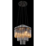 Lampa suspendata metal negru mat, tije din sticlă de culoare fumurie, cablu PVC negru, înălțimea poate fi scurtată, ø: 400mm, H: 1200mm, excl. 5x E14 40W 230V - imagine 3
