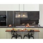 Suspensie metal negru mat, tije de sticlă de culoare fum, cablu PVC negru, înălțimea poate fi scurtată, LxLxA: 600x230x1400mm, excl. 2x E27 60W 230V - imagine 2