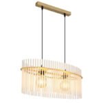 Suspensie metal aur mat, tije de sticlă opal, gradient clar, cablu PVC negru, înălțimea poate fi scurtată, LxLxA: 600x230x1400mm, excl. 2x E27 60W 230V