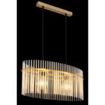 Suspensie metal aur mat, tije de sticlă opal, gradient clar, cablu PVC negru, înălțimea poate fi scurtată, LxLxA: 600x230x1400mm, excl. 2x E27 60W 230V - imagine 3