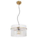Lampă suspendată din metal auriu mat, tije din sticlă opală, gradient transparent, cablu PVC negru, înălțimea poate fi scurtată, ø: 400mm, H: 1500mm, fără 1x E27 60W 230V - imagine 3
