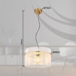 Lampă suspendată din metal auriu mat, tije din sticlă opală, gradient transparent, cablu PVC negru, înălțimea poate fi scurtată, ø: 400mm, H: 1500mm, fără 1x E27 60W 230V - imagine 5