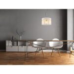 Lampă suspendată din metal auriu mat, tije din sticlă opală, gradient transparent, cablu PVC negru, înălțimea poate fi scurtată, ø: 400mm, H: 1500mm, fără 1x E27 60W 230V