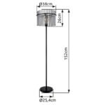 Lampă de podea metal negru mat, tije de sticlă de culoare fumurie, cablu PVC negru, întrerupător cu pedală în cablu, ø: 380mm, I: 1520mm, lungime cablu 1800mm, fără 1x E27 60W 230V - imagine 6
