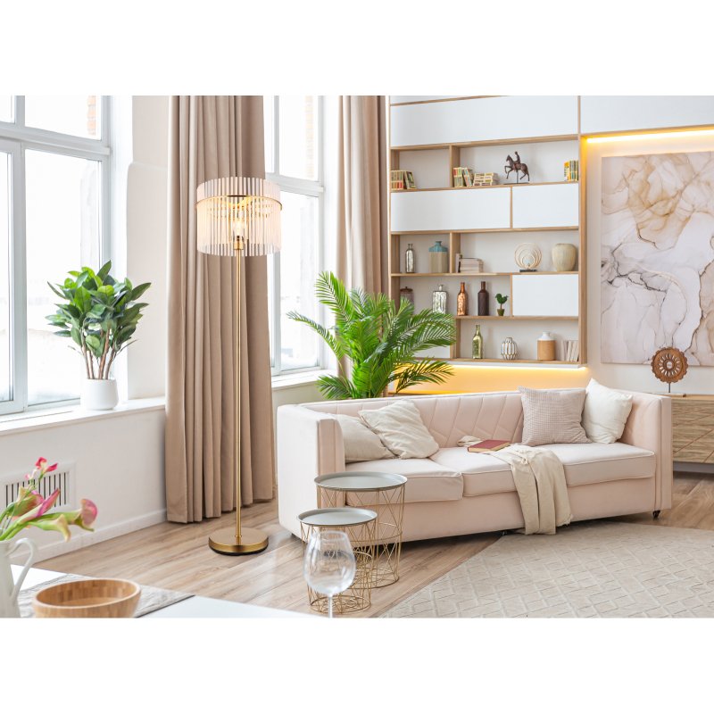 gorley-15698sm-g28575-6 Lampă de podea metal auriu mat, tije de sticlă opal, gradient transparent, cablu PVC negru, întrerupător cu pedală în cablu, ø: 380mm, H: 1520mm, lungime cablu 1800mm, fără 1x E27 60W 230V - imagine 1