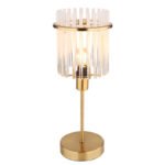Lampă de masă din metal auriu mat, tije din sticlă opalină, gradient transparent, cablu PVC negru, întrerupător pe cablu, ø: 150mm, H: 375mm, lungime cablu 1500mm, fără 1x E14 40W 230V