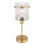 Lampă de masă din metal auriu mat, tije din sticlă opalină, gradient transparent, cablu PVC negru, întrerupător pe cablu, ø: 150mm, H: 375mm, lungime cablu 1500mm, fără 1x E14 40W 230V - imagine 3
