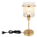 Lampă de masă din metal auriu mat, tije din sticlă opalină, gradient transparent, cablu PVC negru, întrerupător pe cablu, ø: 150mm, H: 375mm, lungime cablu 1500mm, fără 1x E14 40W 230V - imagine 5