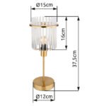 Lampă de masă din metal auriu mat, tije din sticlă opalină, gradient transparent, cablu PVC negru, întrerupător pe cablu, ø: 150mm, H: 375mm, lungime cablu 1500mm, fără 1x E14 40W 230V - imagine 6