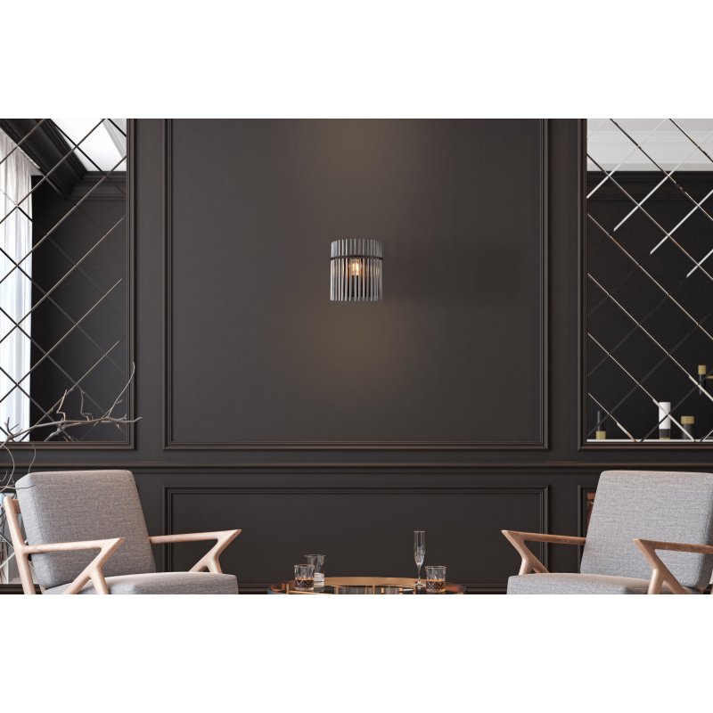 gorley-15698w-g29390-6 Aplică metal negru mat, tije de sticlă fumurie, LxA: 250x260mm, AL: 125mm, excl. 1x E27 60W 230V - imagine 1