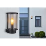 Lampă de exterior din oțel inoxidabil negru mat, sticlă de culoare fumurie, tije metalice negru mat, direcția luminii: în sus, IP54,  l x I x A: 143x252x152mm, fără 1x E27 60W 230V - imagine 2