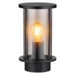 Lampă de exterior din oțel inoxidabil negru mat, sticlă de culoare fumurie, tije metalice negru mat, direcția luminii: în sus, IP54,  l x I x A: 143x252x152mm, fără 1x E27 60W 230V - imagine 4