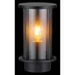 Lampă de exterior din oțel inoxidabil negru mat, sticlă de culoare fumurie, tije metalice negru mat, direcția luminii: în sus, IP54,  l x I x A: 143x252x152mm, fără 1x E27 60W 230V - imagine 5