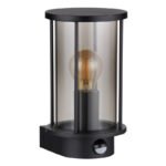 Lampă de exterior din oțel inoxidabil negru mat, sticlă fumurie, tije metalice negru mat, senzor inclus, IP54,  l x I x A: 143x252x152mm, excl. 1x E27 60W 230V - imagine 3
