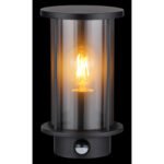 Lampă de exterior din oțel inoxidabil negru mat, sticlă fumurie, tije metalice negru mat, senzor inclus, IP54,  l x I x A: 143x252x152mm, excl. 1x E27 60W 230V - imagine 5