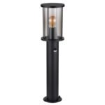 Lampă de exterior din oțel inoxidabil negru mat, sticlă de culoare fumurie, tije metalice negru mat, senzor inclus, IP54, ø: 143mm, I: 600mm, excl. 1x E27 60W 230V - imagine 3