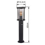 Lampă de exterior din oțel inoxidabil negru mat, sticlă de culoare fumurie, tije metalice negru mat, senzor inclus, IP54, ø: 143mm, I: 600mm, excl. 1x E27 60W 230V - imagine 5