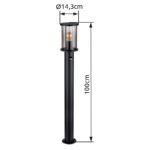 Lampă de exterior din oțel inoxidabil negru mat, sticlă fumurie, tije metalice negru mat, senzor incl., IP54, ø: 143mm, I: 1000mm, excl. 1x E27 60W 230V - imagine 4