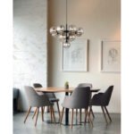 Lampă suspendată metal negru mat, globuri de sticlă de culoare fumurie, cablu textil negru, ø: 560mm, H: 1200mm, excl. 13x G9 LED 5W 230V 230V