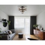 Plafonieră metal negru mat, sfere de sticlă fumurie, ø: 560mm, H: 430mm, excl. 13x G9 LED 5W 230V