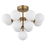 Plafonieră din metal auriu mat, globuri din sticlă opală, ø: 560 mm, H: 430 mm, fără 13x G9 LED 5W 230V - imagine 3