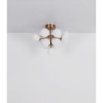 Plafonieră din metal auriu mat, globuri din sticlă opală, ø: 560 mm, H: 430 mm, fără 13x G9 LED 5W 230V - imagine 5