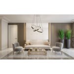 Lampă cu suspensie metal/aluminiu titanium colorat periat, alb acrilic, reglabil, memorie, lumină de noapte, înălțime reglabilă, telecomandă, ø: 600mm, I: 1200mm, inel ø: 60cm / 40 cm, LED 60W 230V, 436-3387lm Ieșire, CCT 2700-6000K - imagine 3