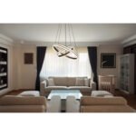 Lampă cu suspensie metal/aluminiu titanium colorat periat, alb acrilic, reglabil, memorie, lumină de noapte, înălțime reglabilă, telecomandă, ø: 600mm, I: 1200mm, inel ø: 60cm / 40 cm, LED 60W 230V, 436-3387lm Ieșire, CCT 2700-6000K - imagine 4