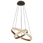 Lampă cu suspensie metal/aluminiu titanium colorat periat, alb acrilic, reglabil, memorie, lumină de noapte, înălțime reglabilă, telecomandă, ø: 600mm, I: 1200mm, inel ø: 60cm / 40 cm, LED 60W 230V, 436-3387lm Ieșire, CCT 2700-6000K - imagine 6