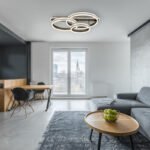 Plafonieră din metal/aliminiu de culoare titan periat, cristale de plastic transparente, alb acrilic, reglabil, memorie, lumină de noapte, telecomandă, L x l x I: 800x500x215mm, inel ø:30/40/50cm,LED 75W 230V,480-3820lm Ieșire,CCT2700-6000K