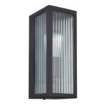Corp de iluminat pentru exterior metal negru mat, sticlă transparentă, satinată, direcția luminii: în sus, IP44, sticlă canelată, l x I: 120x320mm, A: 140mm, fără bec 1x E27 60W 230V - imagine 4