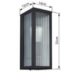 Corp de iluminat pentru exterior metal negru mat, sticlă transparentă, satinată, direcția luminii: în sus, IP44, sticlă canelată, l x I: 120x320mm, A: 140mm, fără bec 1x E27 60W 230V - imagine 6