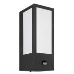 Corp de iluminat pentru exterior metal negru mat, policarbonat alb, direcția luminii: în sus, inclusiv senzor, IP44, l x I: 120x320mm, A: 154mm, fără bec 1x E27 60W 230V - imagine 3