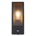 Corp de iluminat pentru exterior metal negru mat, sticlă transparentă, satinată, direcția luminii: în sus, inclusiv senzor, IP44, sticlă canelată, l x I: 120x320mm, A: 154mm, fără bec 1x E27 60W 230V - imagine 4