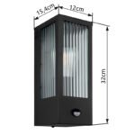 Corp de iluminat pentru exterior metal negru mat, sticlă transparentă, satinată, direcția luminii: în sus, inclusiv senzor, IP44, sticlă canelată, l x I: 120x320mm, A: 154mm, fără bec 1x E27 60W 230V - imagine 5