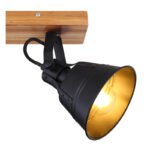 Spot maro patinat, metal negru mat, lemn în aspect de stejar, LxH: 380x240, AL: 140, excl. 2xE27 60W 230V - imagine 5