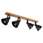 Spot lemn maro aur patinat, metal negru mat, lemn aspect stejar, LxH: 820x240, excl. 4xE27 60W 230V - imagine 3