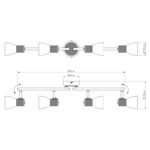 Spot nichel mat, lemn, sticla mata dungata, LxH: 600x155, excl 4xE14 40W 230V - imagine 3