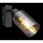 Spot metal negru mat, sticlă fumuriu, comutator , LxA: 90x200mm, AL: 180mm, excl. 1x E27 LED 15W 230V - imagine 3