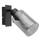 Spot metal negru mat, sticlă fumuriu, comutator , LxA: 90x200mm, AL: 180mm, excl. 1x E27 LED 15W 230V - imagine 4