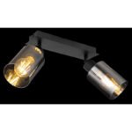 Spot metal negru mat, sticlă fumuriu, LxLxA: 270x90x215mm, excl. 2x E27 15W 230V - imagine 3