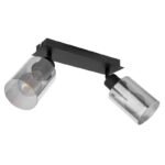 Spot metal negru mat, sticlă fumuriu, LxLxA: 270x90x215mm, excl. 2x E27 15W 230V - imagine 4