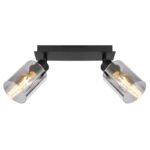 Spot metal negru mat, sticlă fumuriu, LxLxA: 270x90x215mm, excl. 2x E27 15W 230V - imagine 5