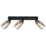 Spot metal negru mat, sticlă fumuriu, LxLxA: 470x90x215mm, excl. 3x E27 15W 230V - imagine 4
