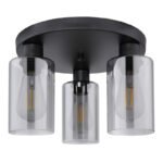 Plafoniera metal negru mat, sticla fumurie, D: 340, H: 220, excl. 3xE27 60W 230V - imagine 4